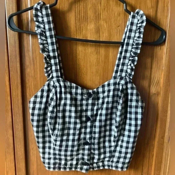 La Hearts Tops - La Hearts Black And White Plaid Tank top